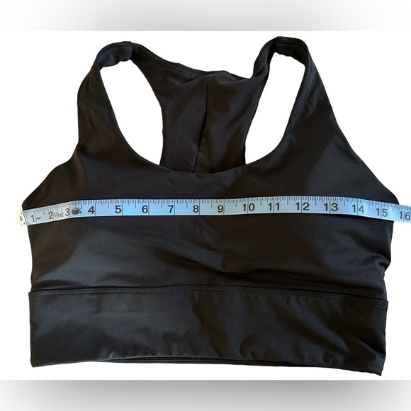 Black long line racerback with mesh V yoga sports athletic bra size large NWOT - Picture 3 of 5